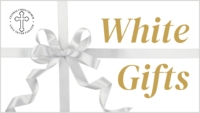 present with bow and text that reads WHITE GIFTS