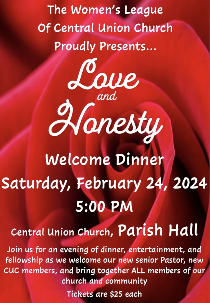 background closeup image of red rose text is about event titled love and honesty at central union on february 24, 2024
