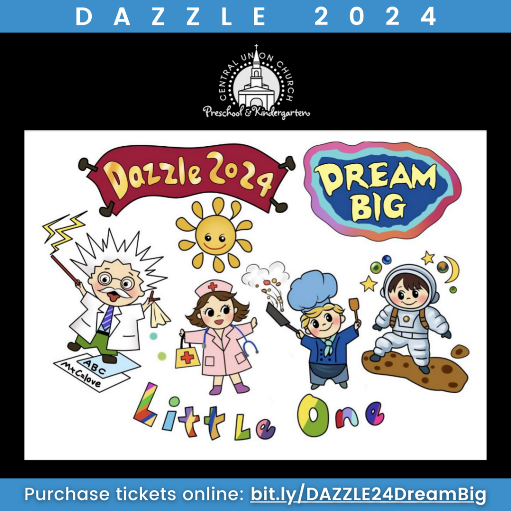 graphic of Central Union Preschool logo and Dazzle logo graphic with drawings