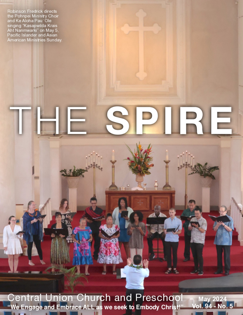 cover of Spire publication for May 2024 choirs singing in Sanctuary