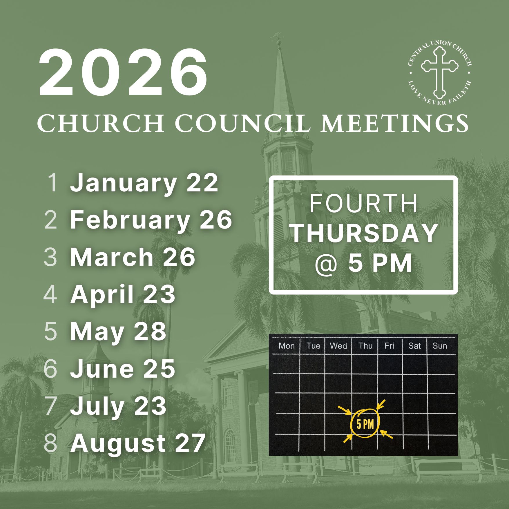 2026 Church Council meetings