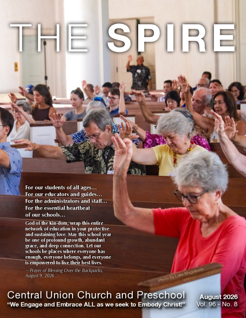 August 2026 Spire cover of worshipers extending their arms for a blessing